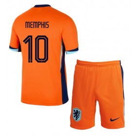 Nederländerna Memphis Depay #10 Hemmakläder Barn EM 2024 Kortärmad (+ Korta byxor)